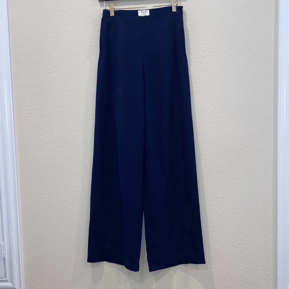 Six Crisp Days Pants Trousers Wide Split Let Navy size Small